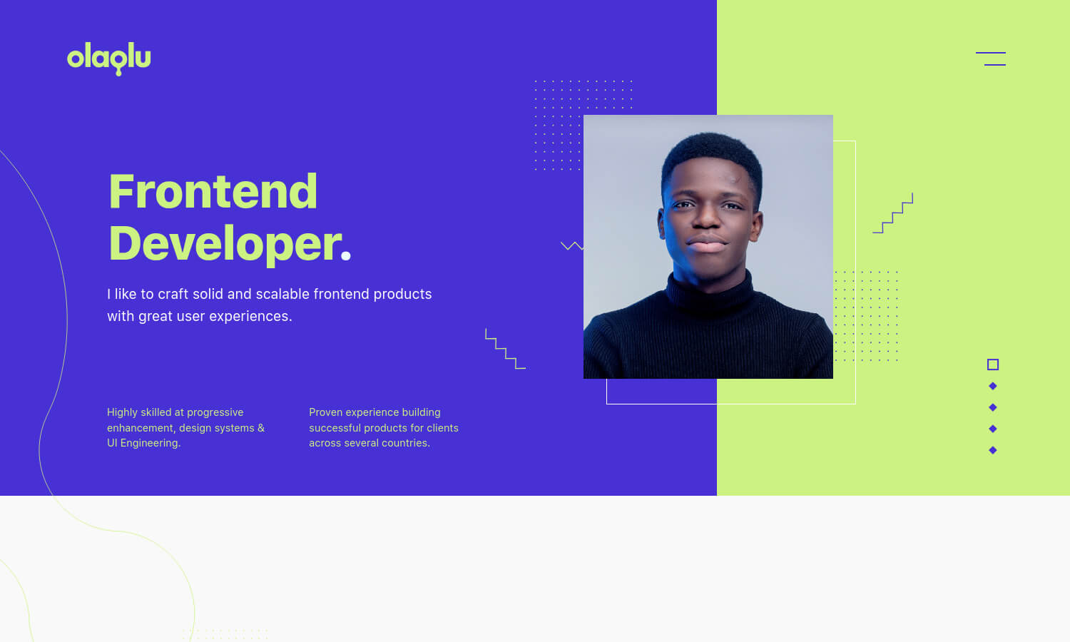 Screenshot of Olaolu Olawuyi's developer portfolio