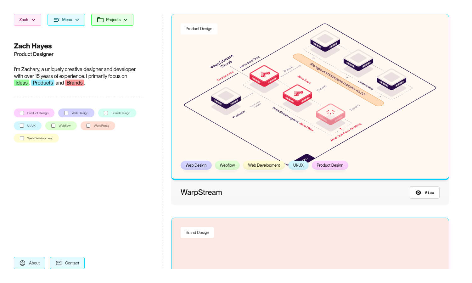 Screenshot of Zach Hayes's developer portfolio